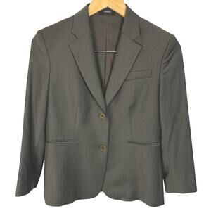 Theory Linworth Continuous Blazer Womens Sz 2 Olive Green Virgin Wool